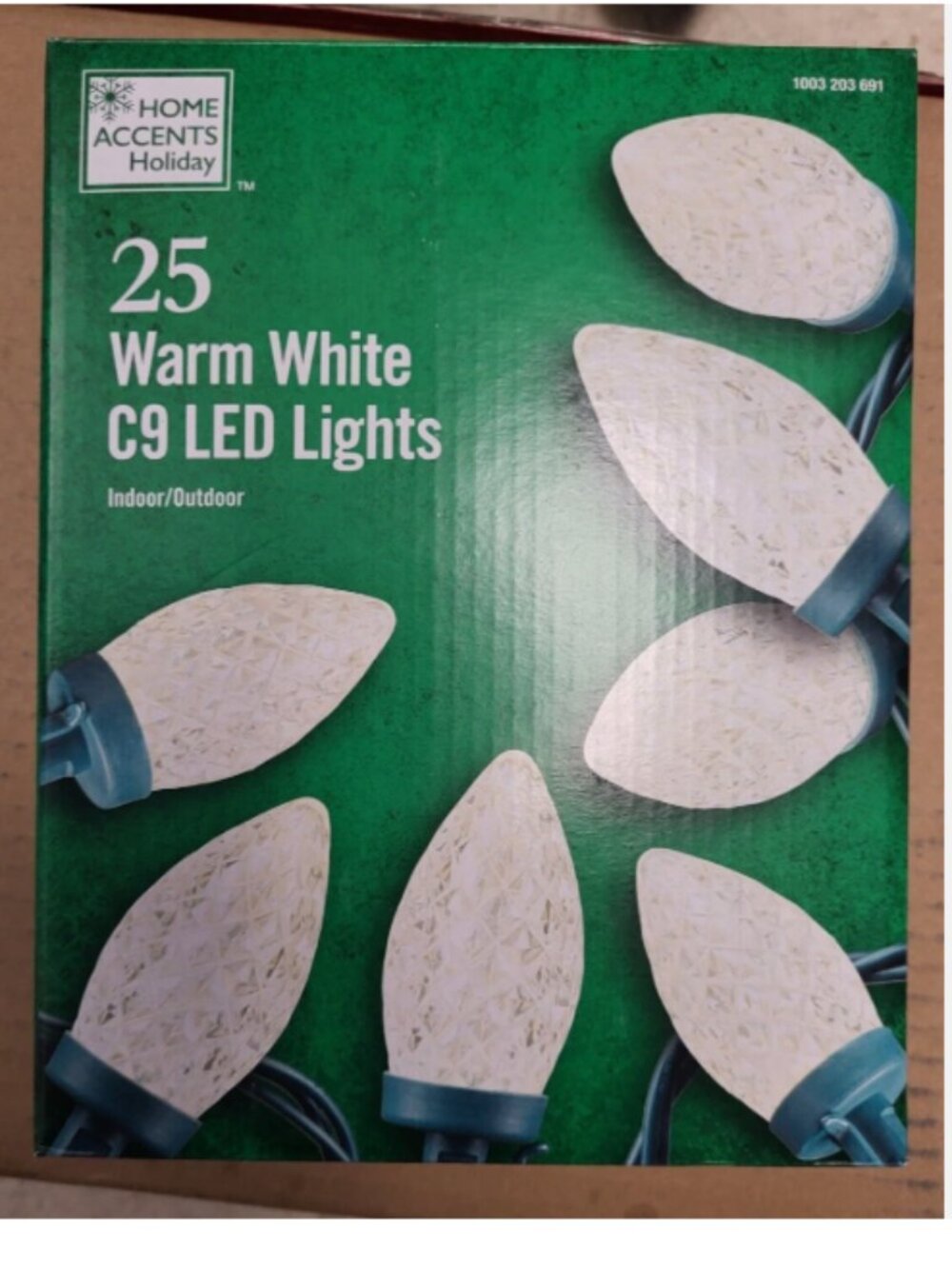 Home Accents 25 Warm White C9 LED Christmas Wedding String Lights Faceted Bulbs